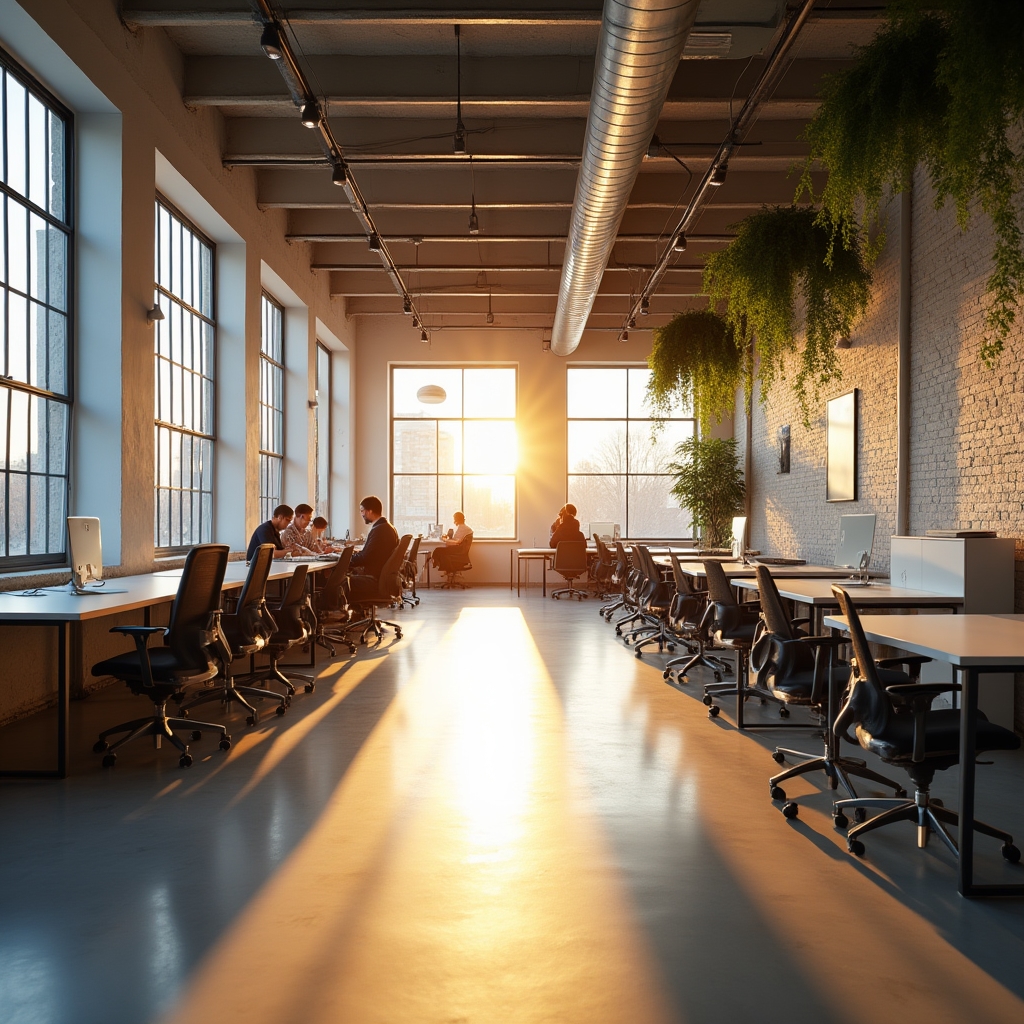 Modern coworking space with open collaborative areas
